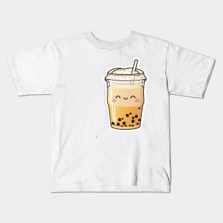 Cute Bubble Tea Cartoon Anime Boba Drawing Kids T-Shirt